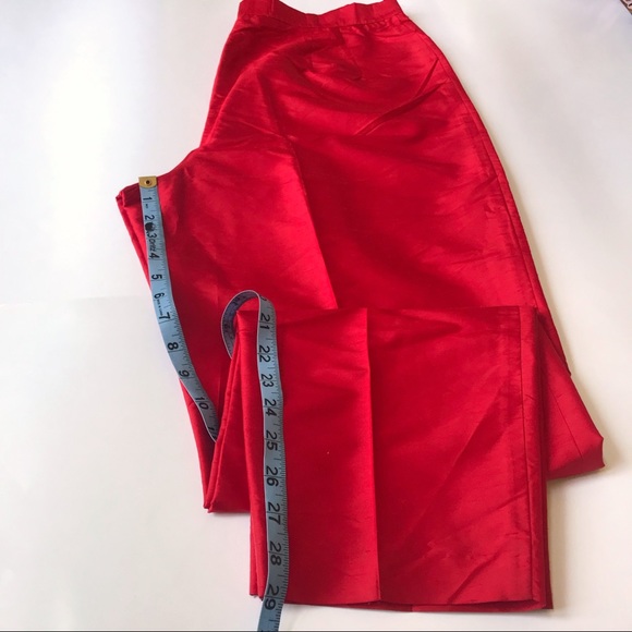 Red Silk Special Occasion Pants with Crease Formal - Picture 6 of 7